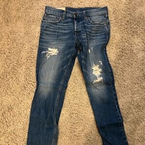 Hollister Men's Blue Distressed Ripped Jeans